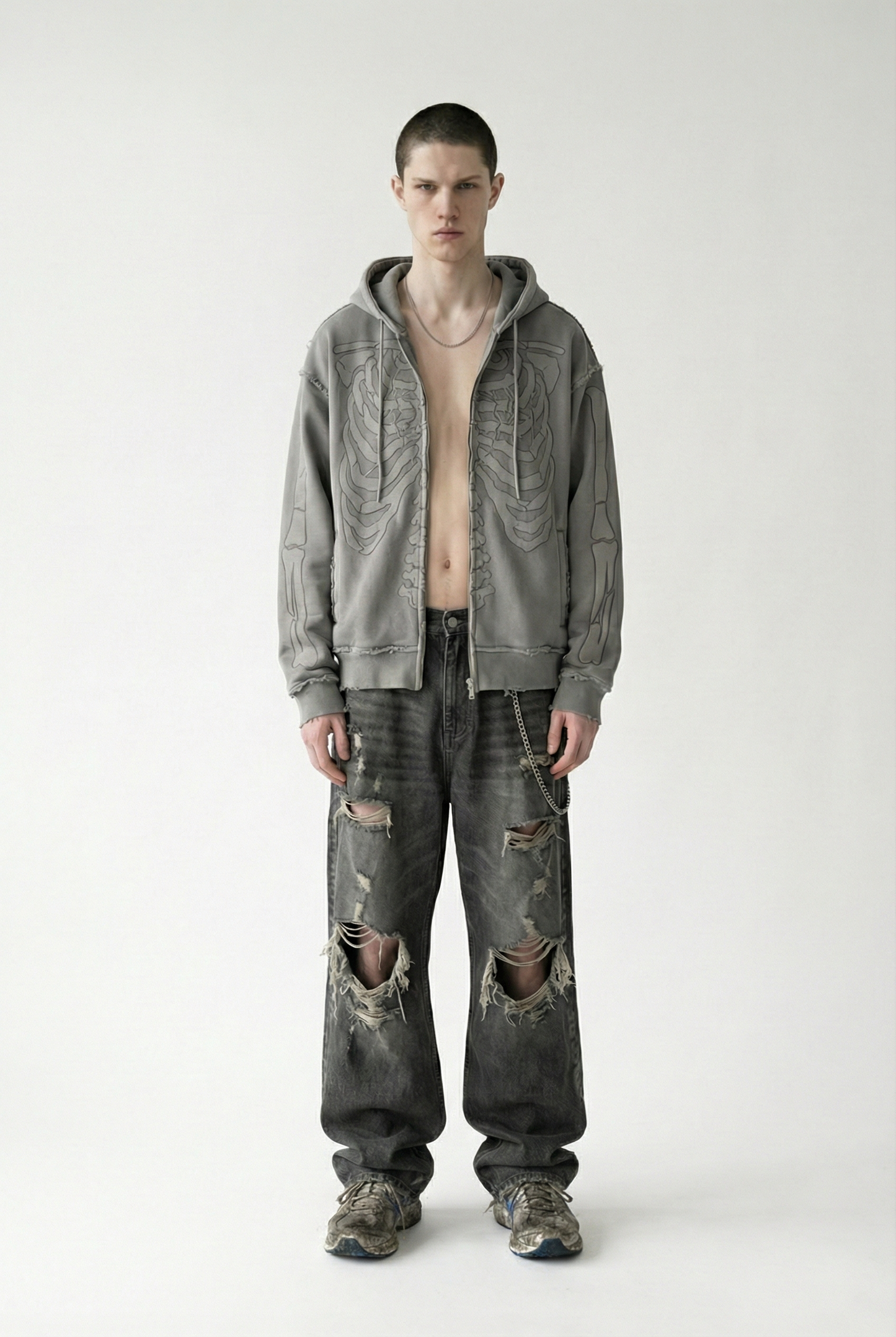 FELPA SCHELETRO "TOXIC LOVE" (ASH GREY) - YOUTH ARCHIVES®