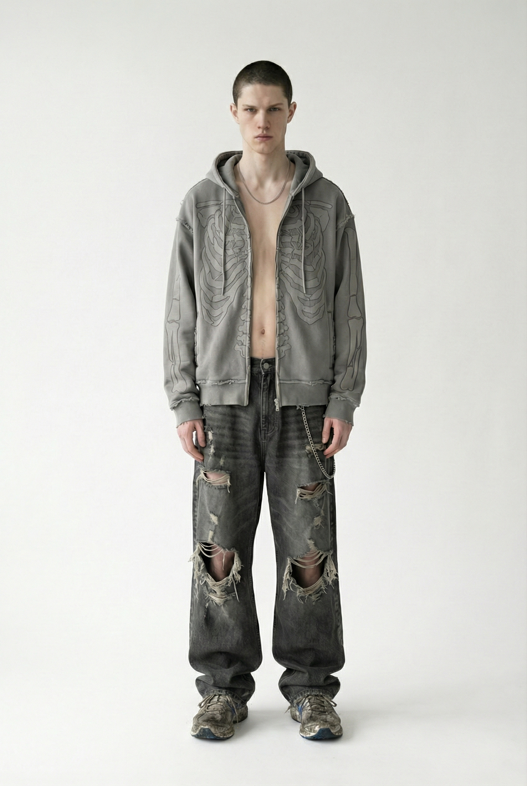 FELPA SCHELETRO "TOXIC LOVE" (ASH GREY) - YOUTH ARCHIVES®