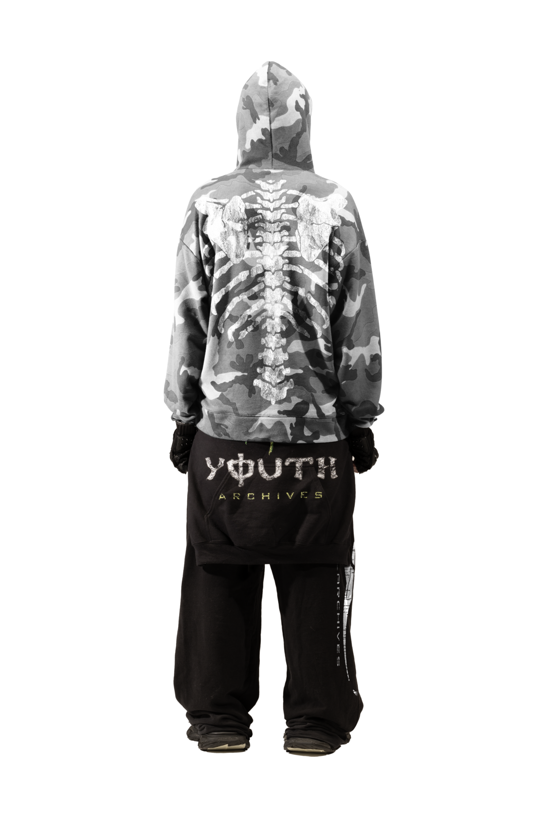 FELPA SCHELETRO "RAVE TILL THE GRAVE" URBAN CAMO - YOUTH ARCHIVES®