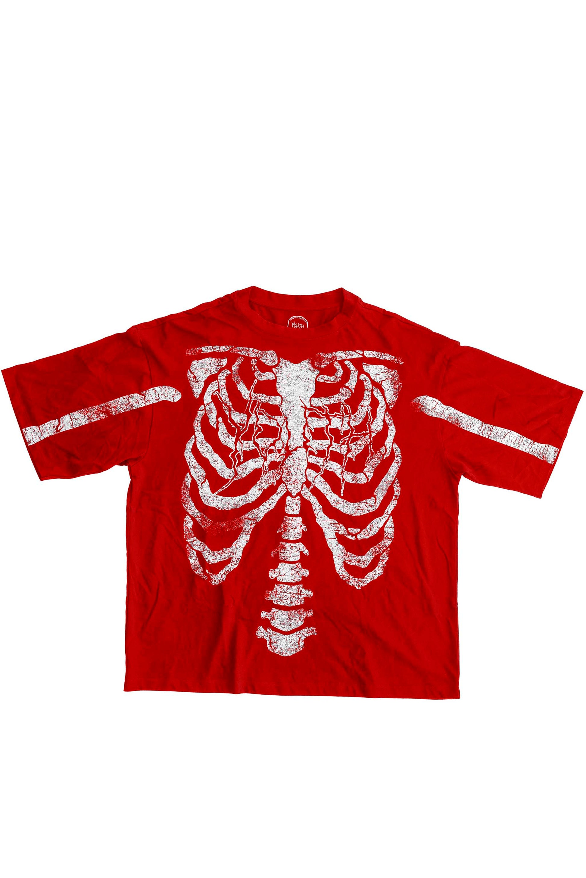 T-SHIRT SCHELETRO RED (DESTROYED) - YOUTH ARCHIVES®