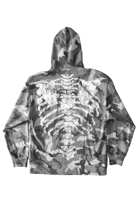 FELPA SCHELETRO "RAVE TILL THE GRAVE" URBAN CAMO - YOUTH ARCHIVES®